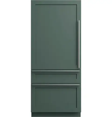 Front. Café - 36 in. Wide 20.1 Cu. Ft. Smart Integrated Bottom-Freezer Built-In Counter-Depth Refrigerator - Left Swing - Custom Panel Ready.
