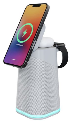 iHome Power Tower Triple Wireless Bluetooth Charging Speaker with Apple Watch Charging - Gray GLOBAL SHIPPING