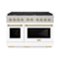 ZLINE - 48 in. Wide 8 Burner Autograph Paramount Gas Range with Gold Accents (SGRSZ-WM-48-G) - Satin Steel/White-Front_Standard