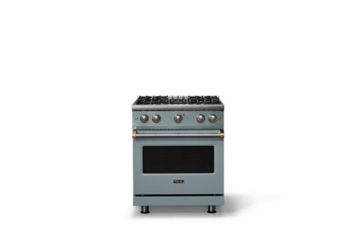 Viking - 30 in. Wide Pro 5 Series 4.0 Cu. Ft. Freestanding Sealed 4 Burner Gas Convection Range - November Sky/Brushed Brass - November Sky