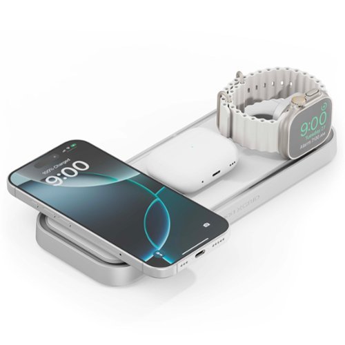 NOCO - XGrid XDP3: 3-in-1 Wireless Charging Pad for iPhone, Apple Watch & AirPods – MagSafe Compatible + Qi2 Certified - White-Front_Standard 