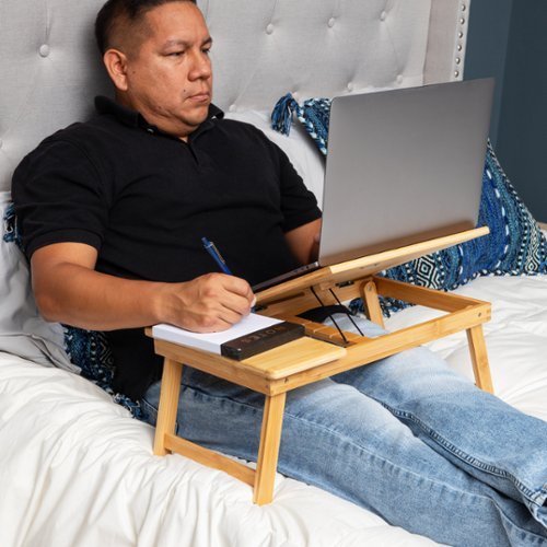 Mind Reader Lap Desk Laptop Stand, Bed Tray, Dorm Room, Folding Legs, Rayon From Bamboo - Brown WORLDWIDE DELIVERY