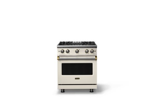 Viking - 30 in. Wide Pro 5 Series 4.0 Cu. Ft. Freestanding Sealed 4 Burner Gas Convection Range - Pure White/Brushed Brass - Pure White