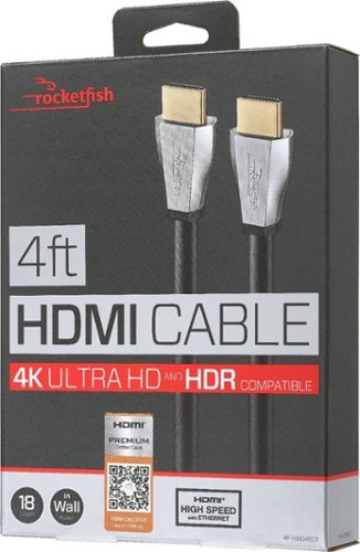 Rocketfish™ 4' 4K UltraHD/HDR In-Wall Rated HDMI Cable - Black WORLDWIDE DELIVERY