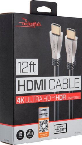 Rocketfish™ 12' 4K UltraHD/HDR In-Wall Rated HDMI Cable - Black WORLDWIDE DELIVERY