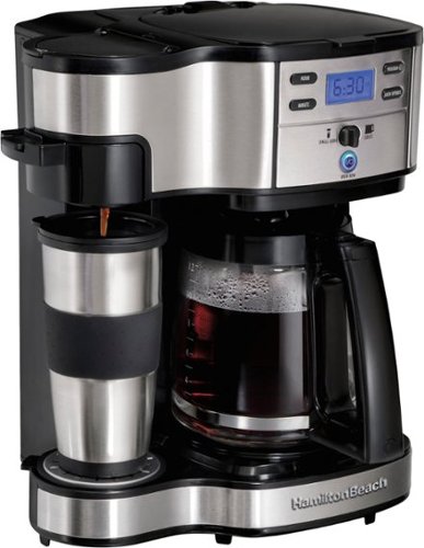 Hamilton Beach 2-Way Programmable Coffee Maker, Single-Serve and 12 Cup Glass Carafe, Stainless Steel, 49980Z - BLACK