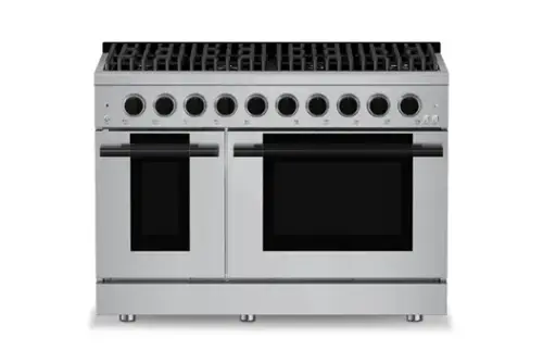 Front. Hauslane - HausPro 48 in. 8 Burners (20,000 BTU) Freestanding Dual Fuel Range - Matte Black.