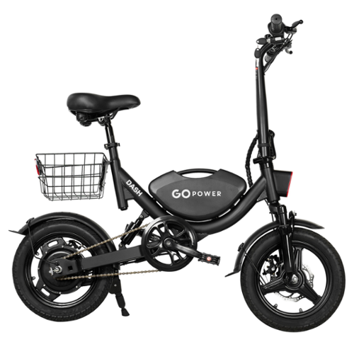GoPowerBike - GoDash Foldable Mini Electric Bike - One size - Black-Front_Standard 