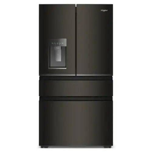 Front. Whirlpool - 36 in. Wide 22 cu. ft. 4-Door French Door Counter-Depth Refrigerator - Black Stainless Finish.