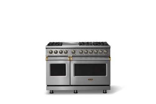 Viking - 48"W. P5S 7.3 Cu.Ft. Freestanding Self-Clean LP Sealed 6B Dual Fuel Convection Rng/Grdl-Stainless Steel/Brushed Brass - Stainless Steel