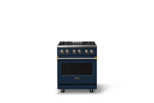 Viking - 30 in. Wide 4 Burner Pro 5 Series 4.7 Cu. Ft. Freestanding Sealed DF Convection Range - Slate Blue w. Brushed Brass Trim - Slate Blue