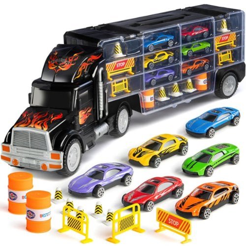 Play22 - Toy Truck for Toddlers - Transport Car Carrier with 6 Toy Cars & Accessories - Toddler Toys Cars-Front_Standard 