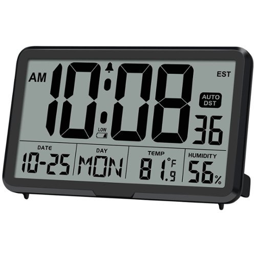 Dazzed Corner - Digital Wall Clock Battery Operated, DeskDisplay Digital Calendar Alarm Clock - Black-Front_Standard 