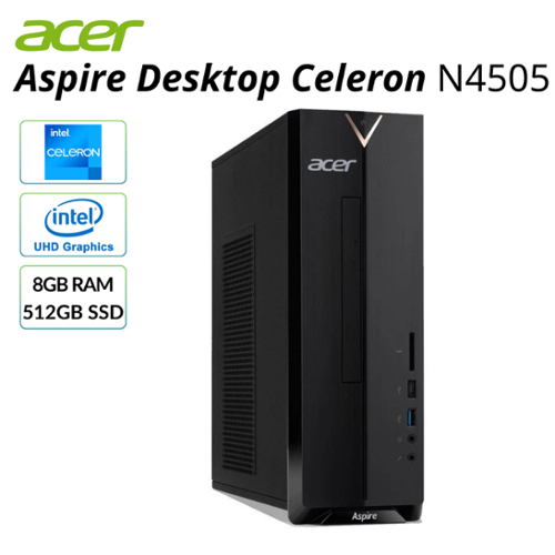Acer - Refurbished Excellent - Aspire XC-840-UB11 Desktop PC 8GB RAM 512GB SSD Intel Celeron N4505 Windows 11 Home - Black-Front_Standard 