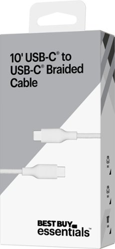 Best Buy essentials™ 10' USB-C to USB-C Braided Charge-and-Sync Cable - White GLOBAL SHIPPING