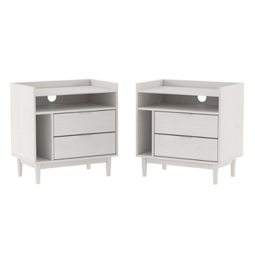 Walker Edison - Boho Solid Wood Nightstand (set of 2) - White-Front_Standard 