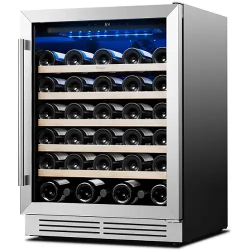 Front. Yeego - 24 Inch Wine Cooler, 52 Bottle Wine Cooler Refrigerator Built-in or Freestanding, for Home Kitchen，Bar - Stainless Steel.