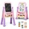 Costway - Height Adjustable Kids Art Easel Magnetic Double Sided Board with Accessories - Pink-Front_Standard