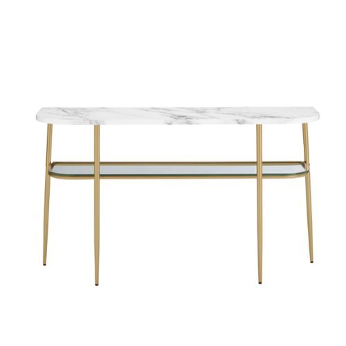 Walker Edison - Glam Mixed-Material Entry Table - Calacatta Marble-Front_Standard 