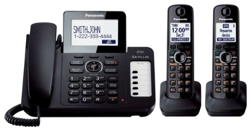 Panasonic - KX-TG6672B DECT 6.0 Plus Expandable Cordless Phone System with Digital Answering System - Titanium black-Angle_Standard 