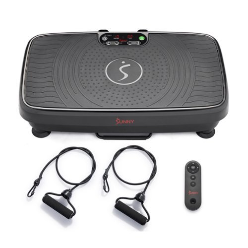 Sunny Health & Fitness - Fitness Fitboard 2D Vibration Platform – Full-Body Vibration Plate with Preset Programs & Resistance Bands - Black-Front_Standard 