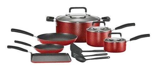  T-Fal - Signature Total 12-Piece Cookware Set - Red
