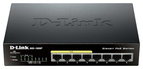  D-Link - PoE 8-Port 10/100/1000Base-T Gigabit Ethernet Switch - Black