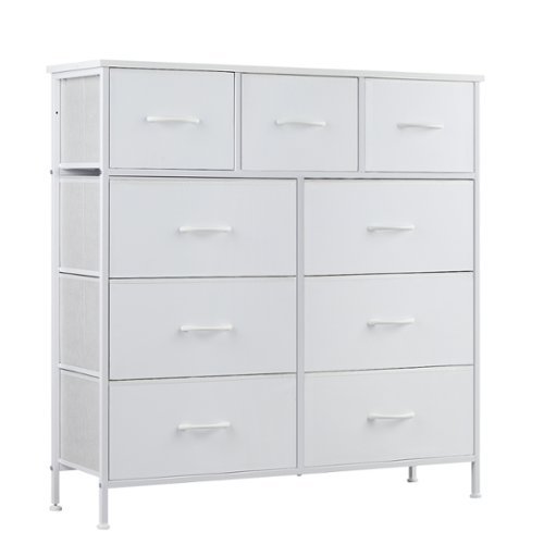 Bestier - 9 Drawer 11.8 in. Fabric Storage Tower Dresser Wooden Top Without mirror for Kid Room, Closet, Entryway, Nursery - White