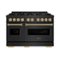 ZLINE - Autograph 48" Classic Black Stainless Gas Range w/ 8 Burners & Bronze Accents (CGRBZ-48-CB) - Black Stainless Steel-Front_Standard