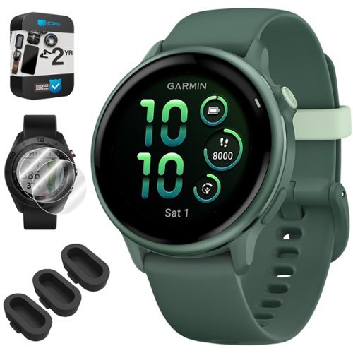 Garmin - VIVOACTIVE 6 Health & Fitness GPS Smartwatch + 2-Year Extended Warranty Accessory Bundle - Metallic Jasper Green - (2025)-Front_Standard 