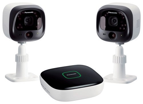  Panasonic - 4-Channel, 2-Camera Outdoor Wireless Surveillance System - White