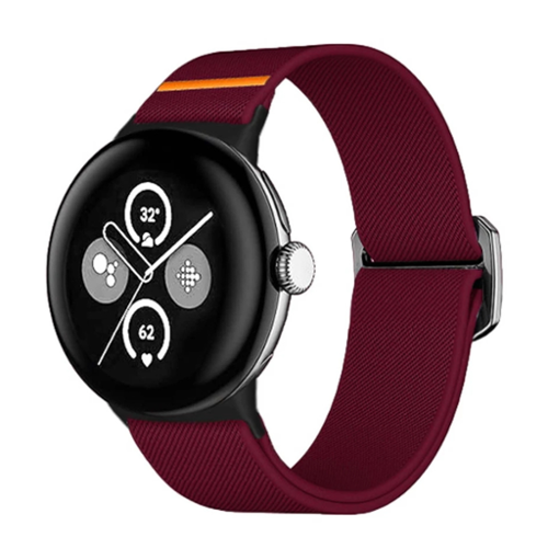 Stock Preferred - Stretchy Solo Loop Band for Google Pixel Watch 3/2/1 (41mm) - Winered-Front_Standard 