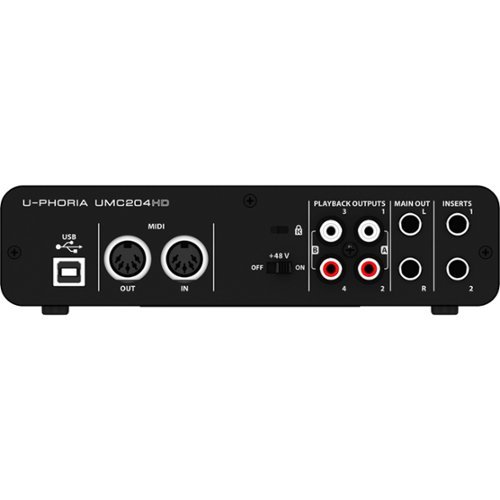 Behringer U Phoria UMC204HD 2x4 USB Audio/MIDI Interface, 2x Mic
