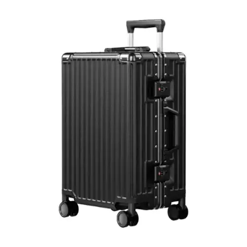 Front. Brick Attic - 20 Inch Luggage PC+ABS Aluminum Frame Zipperless Checked Luggage Hard Shell Suitcase with TSA Lock Double Spinner Wheels - Black.
