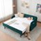 Trinkets Crazed - Twin Size Daybed with Trundle, Twin to King Design Extendable Sofa Bed, Upholstered Corner Day Bed Frame - Emerald-Front_Standard