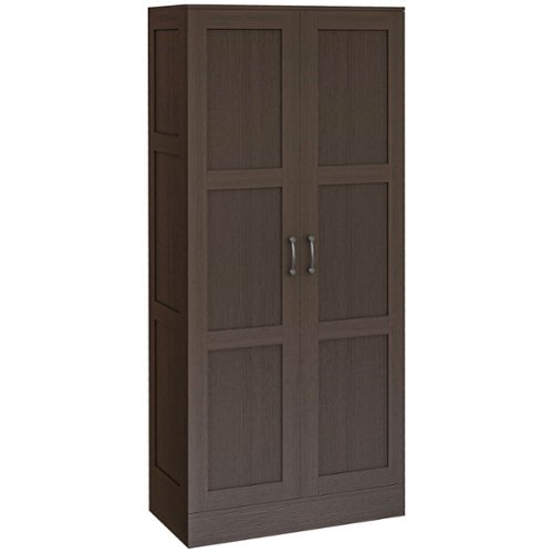 Homcom - 71" Tall Storage Cabinet with Movable Storage Shelves, Modern Style Pantry Cupboard Cabinet with Soft Close Doors - Coffee-Front_Standard 