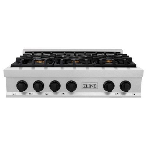 ZLINE - Autograph 36 in. Legacy Gas Rangetop with 6 Burners in Satin Steel with Black Accents - Satin Stainless Steel