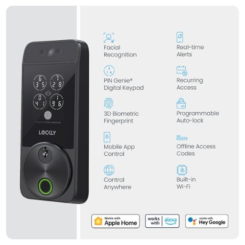 Lockly Visage Smart Lock Wi-Fi Deadbolt Facial/Keyway/Fingerprint - Matte Black BUY IN MIDDLE EAST