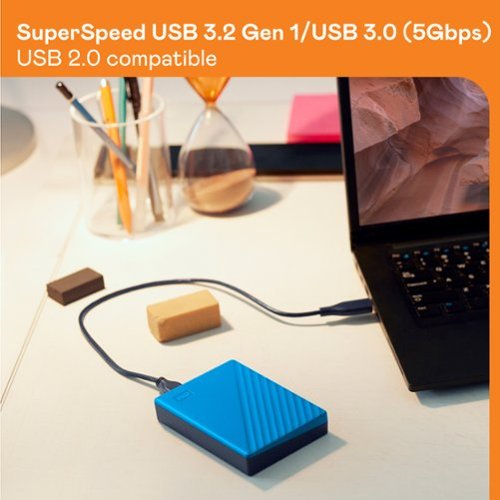 WD My Passport 2TB External USB 3.0 Portable Hard Drive - Blue BUY IN EUROPE