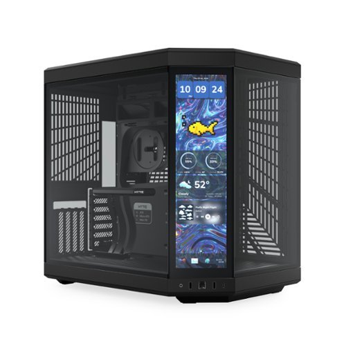 HYTE - Y70 Touch Infinite Mid Tower Aesthetic Gaming PC Case with 2.5K IPS Touchscreen and Riser Cable - Pitch Black-Front_Standard 