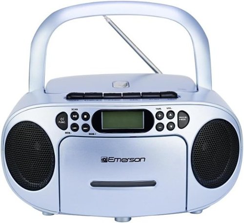 Emerson - Portable CD Player Boombox with Cassette Player Combo, Tape Recorder, AM/FM Radio, AUX Input, (EPB-3003 LTB) - Lite Blue-Front_Standard 