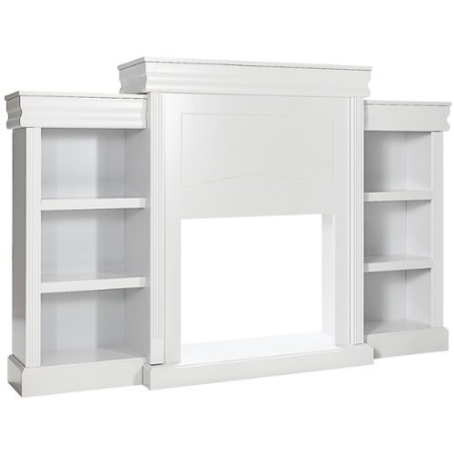 Costway - 70" Fireplace TV Stand Modern Media Entertainment Center Bookcase - White-Front_Standard 