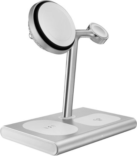Insignia™ 4-in-1 15W Qi2 Certified Fast Charge Wireless Charging Stand for iPhone, Apple Watch, AirPods & Qi Devices - Silver WORLDWIDE DELIVERY