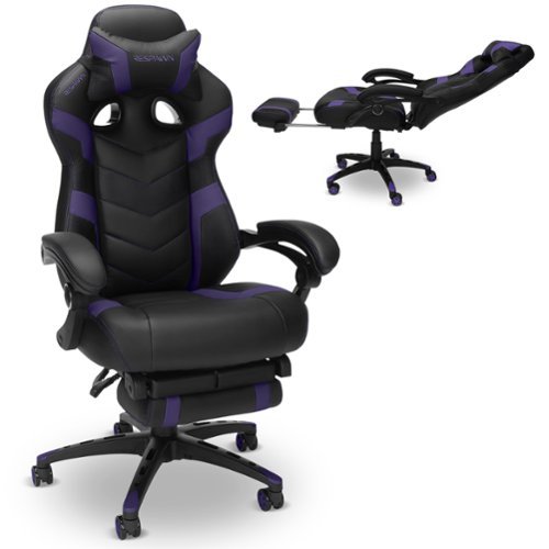 Respawn Products - RESPAWN 110 Pro - Ergonomic Gaming Chair with Footrest, Office Recliner with Lumbar Support and Headrest - Purple-Front_Standard 