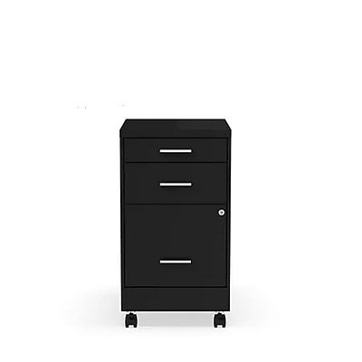 Staples - 3-Drawer Mobile Vertical File Cabinet, Letter Size, Lockable, 25.7"H x 14.3"W x 19.9"D - Black-Front_Standard 