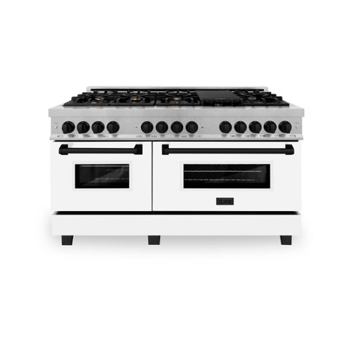 ZLINE - Autograph 60 in. Legacy Dual Fuel Range in Satin Steel w/ White & Black Accents (RASZ-WM-60-MB) - Stainless Steel-Front_Standard 