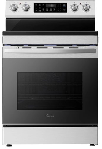 Midea - 30 in. Wide 6.3 cu. ft. 5-Element Freestanding Electric Range with Sapphire Blue Interior, Self Clean, Air Fry, WiFi - Stainless Steel