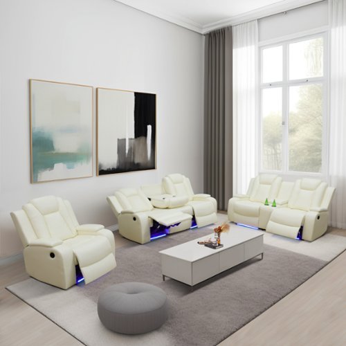 Bestier - Multi-Function Air Leather Recliner with Cup Holder - White