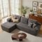 Ovios - 104" Modular Sectional Sofa with Chaise, Modern L Shaped Couch for Living Room - Grey(Corduroy, Left Facing)-Front_Standard