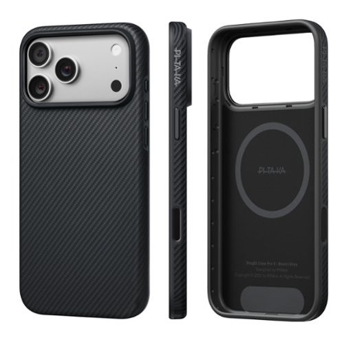  Pitaka - iPhone 17 Pro Max Case 6.9" with Camera Control Button, Tough Yet Elegant, Compatible with MagSafe, Aramid UltraGuard - Black/Grey (Twill)